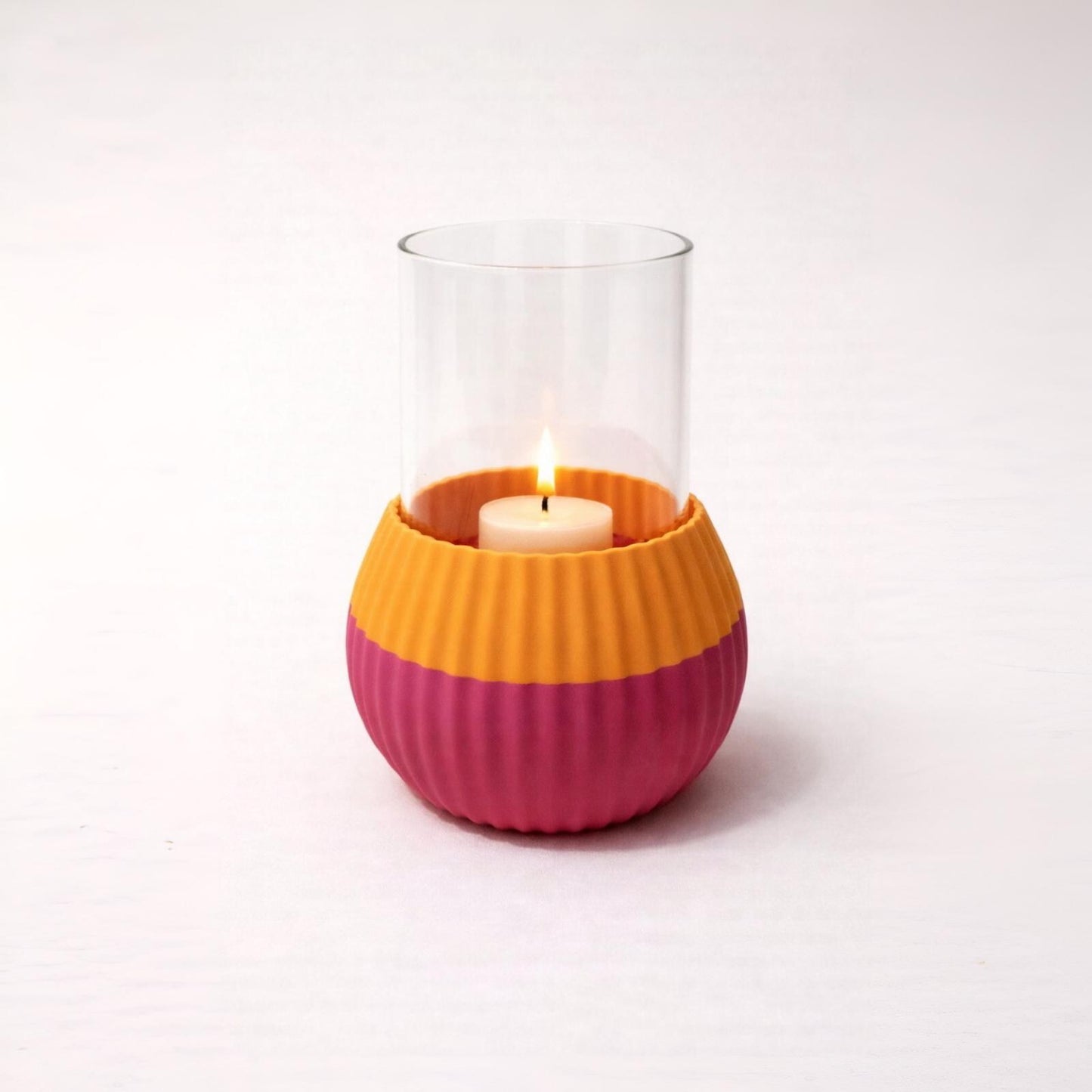 3D-gedruckter Windlichthalter geriffelt