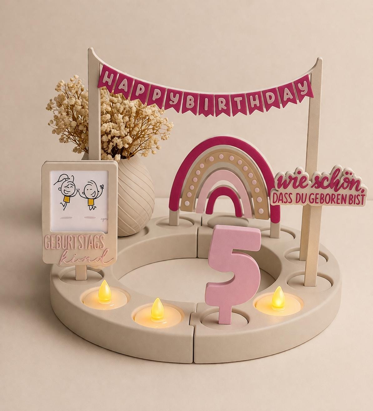 Geburtstagsdeko Stecksystem | Zahlen 0-9 einzeln oder Set | Happy Birthday Regenbogen Girlande | personalisierbare Deko | wiederverwendbar