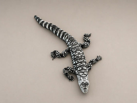Schwarz weißer Teju Exe“  bewegliche 3D Druck Echse - Flexi Tegu