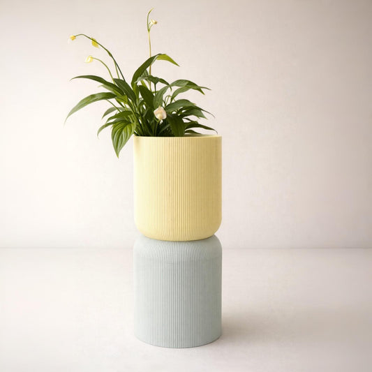 Blumentopf mit Abtropfschale modern | minimalistischer Pflanztopf | 3D Druck Topf | Indoor Pflanzen Topf | Geschenk Idee