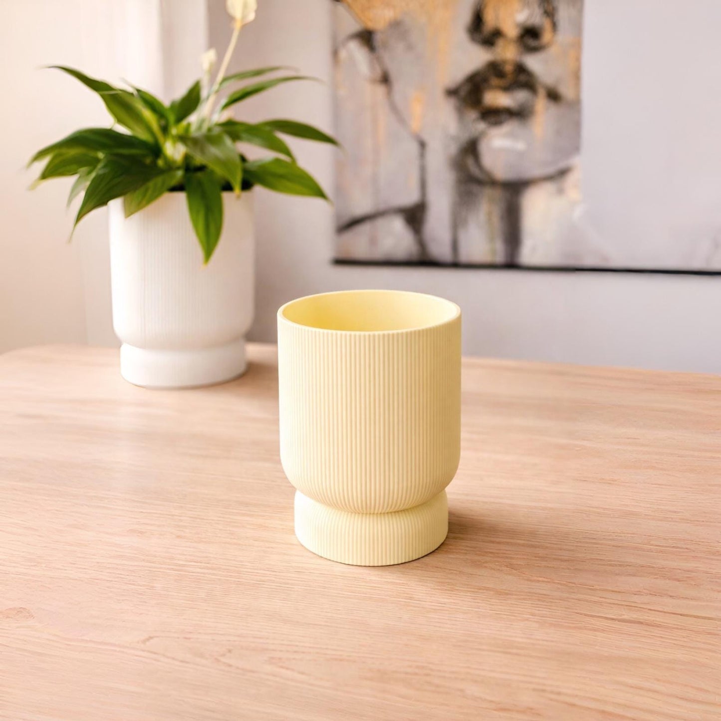 Blumentopf mit Abtropfschale modern | minimalistischer Pflanztopf | 3D Druck Topf | Indoor Pflanzen Topf | Geschenk Idee