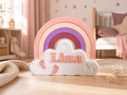 Personalisierter Regenbogen mit Name | Babyzimmer Deko | 3D Druck Geschenk zur Geburt