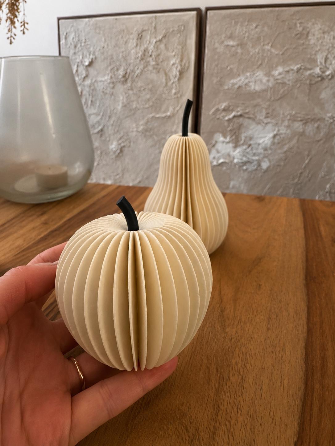 Papieroptik Herbstdeko Set | Apfel & Birne Deko | Minimalistische Tischdeko | Scandi Herbstdeko | Moderne Dekofrüchte | Geschenkidee