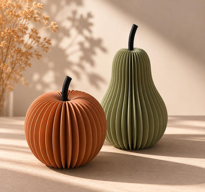 Papieroptik Herbstdeko Set | Apfel & Birne Deko | Minimalistische Tischdeko | Scandi Herbstdeko | Moderne Dekofrüchte | Geschenkidee