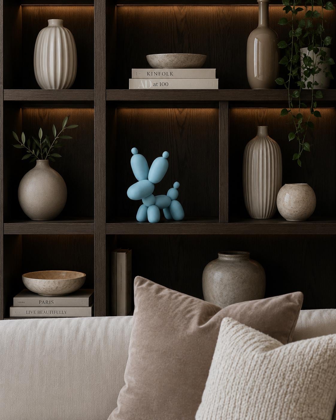 Ballonhund Dekofigur | Moderne 3D Druck Skulptur | Minimalistische Hundestatue | Pastellfarbene Wohnungsdeko