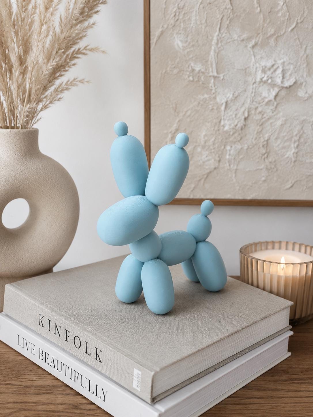 Ballonhund Dekofigur | Moderne 3D Druck Skulptur | Minimalistische Hundestatue | Pastellfarbene Wohnungsdeko