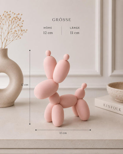 Ballonhund Dekofigur | Moderne 3D Druck Skulptur | Minimalistische Hundestatue | Pastellfarbene Wohnungsdeko