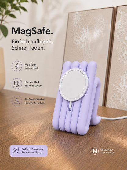 MagSafe Ladestation | Handyhalter für Apple MagSafe Ladegerät | 3D Druck | Smartphone Ständer | Schreibtisch Zubehör | Pastellrosa