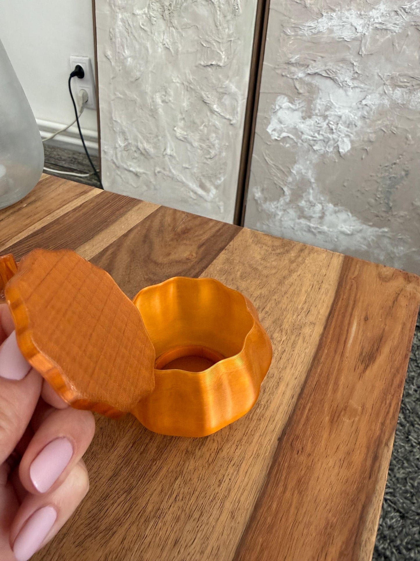 Kürbis Teelichthalter mit Deckel | Herbstdeko aus dem 3D-Drucker | Kürbis Windlicht für LED-Teelichter | Halloween & Herbst