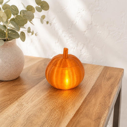 Kürbis Teelichthalter mit Deckel | Herbstdeko aus dem 3D-Drucker | Kürbis Windlicht für LED-Teelichter | Halloween & Herbst