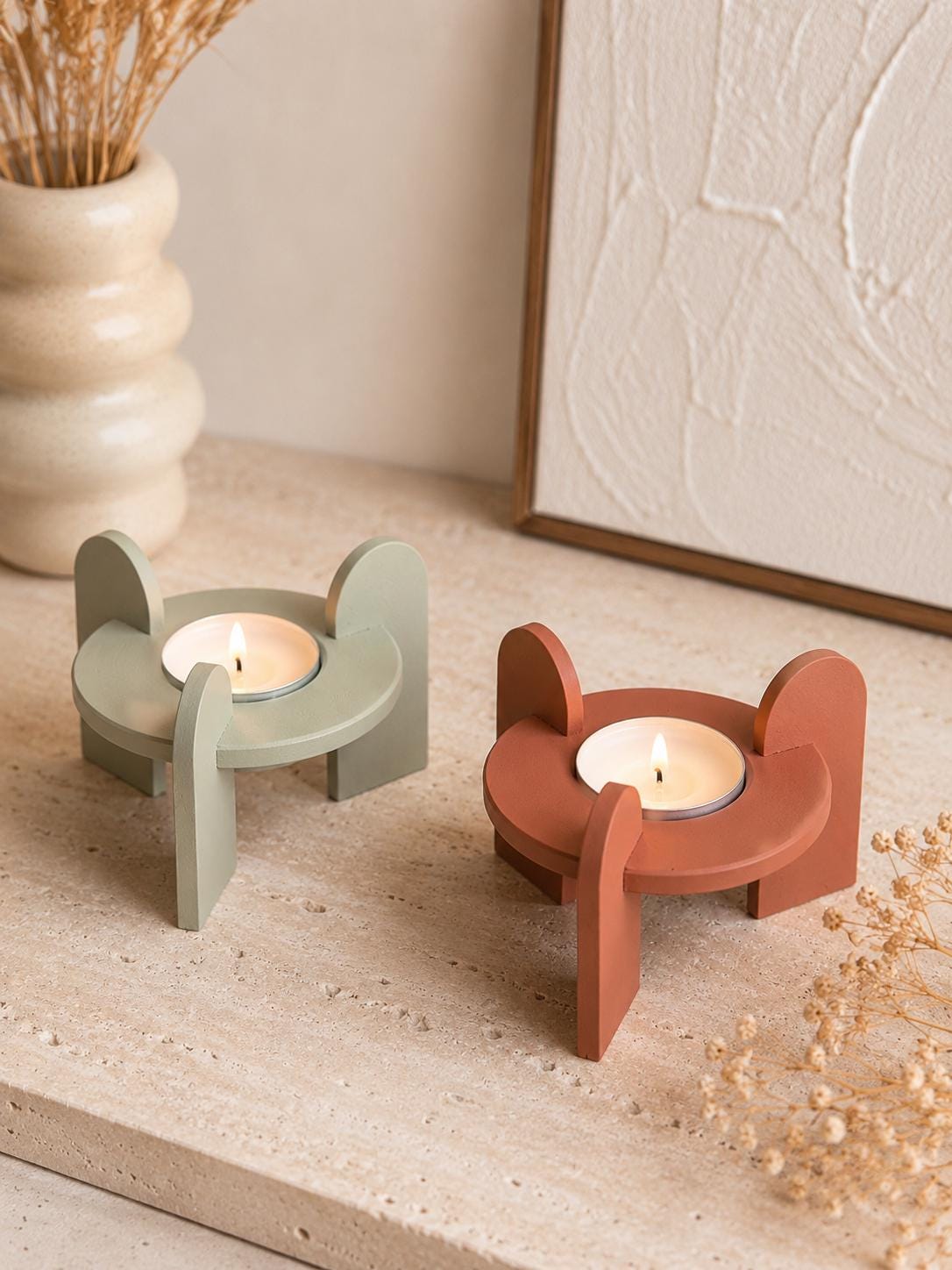 Moderner Teelichthalter | Skandinavische Deko | 3D gedruckter Kerzenhalter | Minimalistische Wohnaccessoires | Geschenkidee
