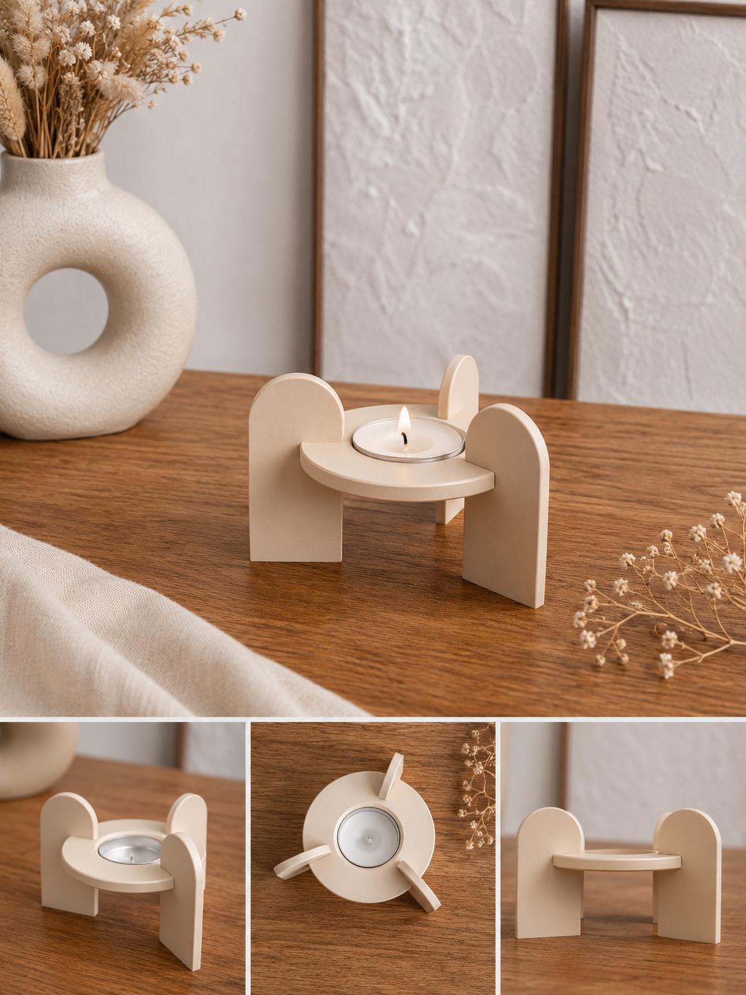 Moderner Teelichthalter | Skandinavische Deko | 3D gedruckter Kerzenhalter | Minimalistische Wohnaccessoires | Geschenkidee
