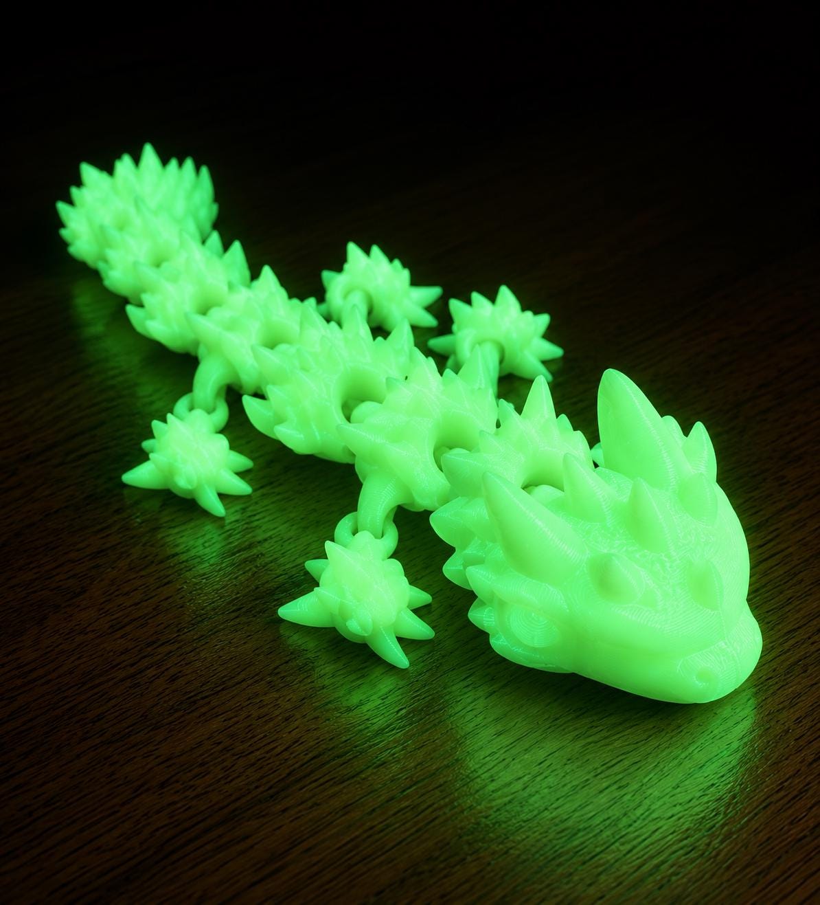 Kristalldrache | Bewegliche 3D-Druck Figur | Flexi Drache | Glow in the Dark optional