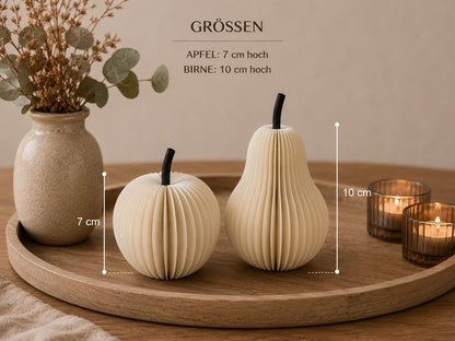 Papieroptik Herbstdeko Set | Apfel & Birne Deko | Minimalistische Tischdeko | Scandi Herbstdeko | Moderne Dekofrüchte | Geschenkidee