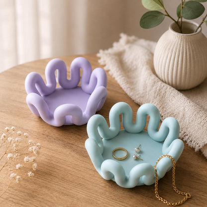 Wellen Schmuckschale | Moderne Ablageschale aus dem 3D-Drucker | Schmuck Organizer | Dekoschale in Pastellfarben | Geschenk für Frauen