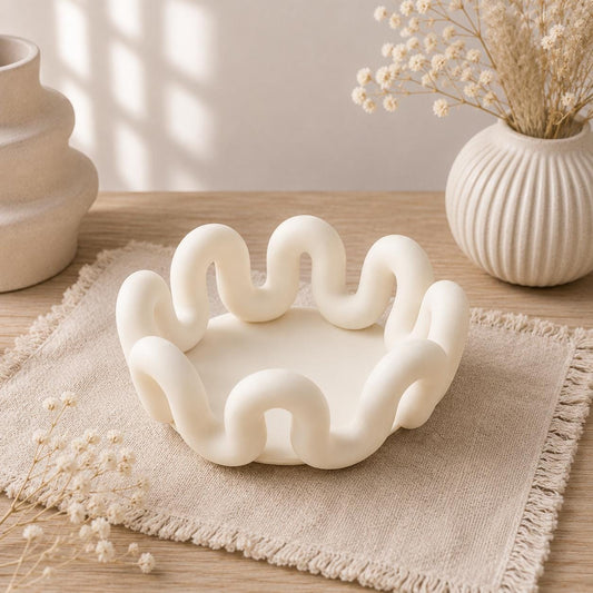 Wellen Schmuckschale | Moderne Ablageschale aus dem 3D-Drucker | Schmuck Organizer | Dekoschale in Pastellfarben | Geschenk für Frauen