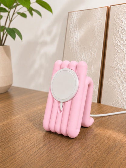 MagSafe Ladestation | Handyhalter für Apple MagSafe Ladegerät | 3D Druck | Smartphone Ständer | Schreibtisch Zubehör | Pastellrosa
