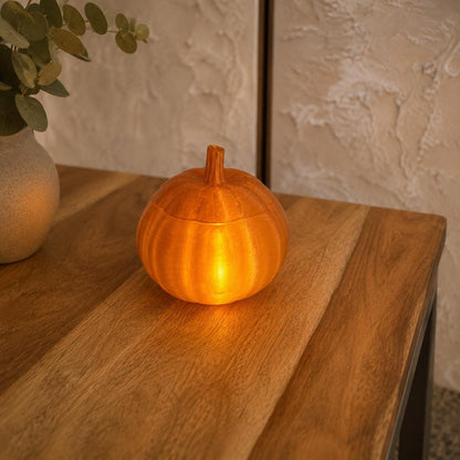 Kürbis Teelichthalter mit Deckel | Herbstdeko aus dem 3D-Drucker | Kürbis Windlicht für LED-Teelichter | Halloween & Herbst