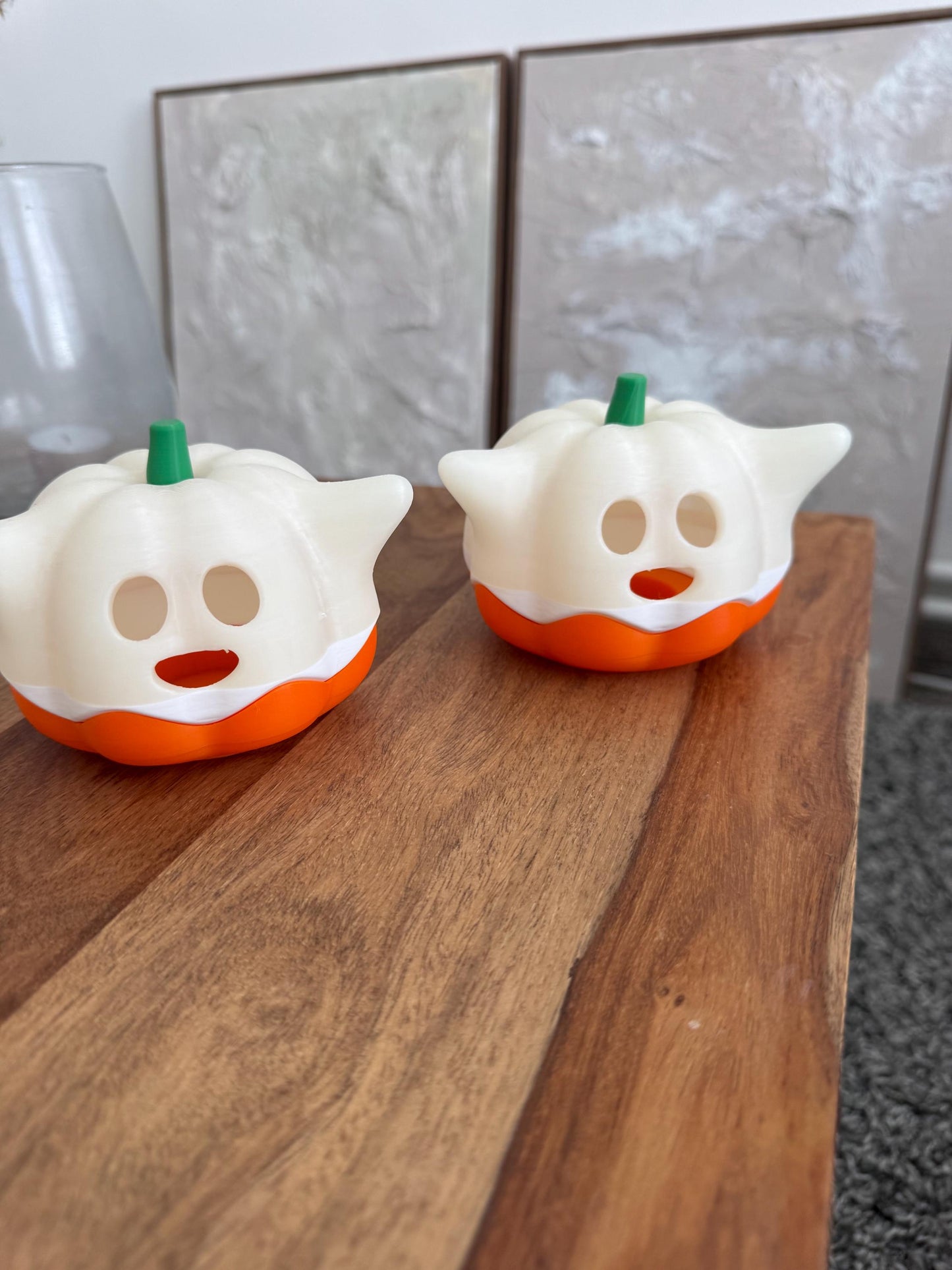 Geister Kürbis Teelichthalter | Halloween Deko | 3D Druck | Kürbisgeist mit LED Teelicht | Herbstdeko