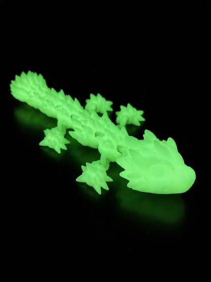 Kristalldrache | Bewegliche 3D-Druck Figur | Flexi Drache | Glow in the Dark optional