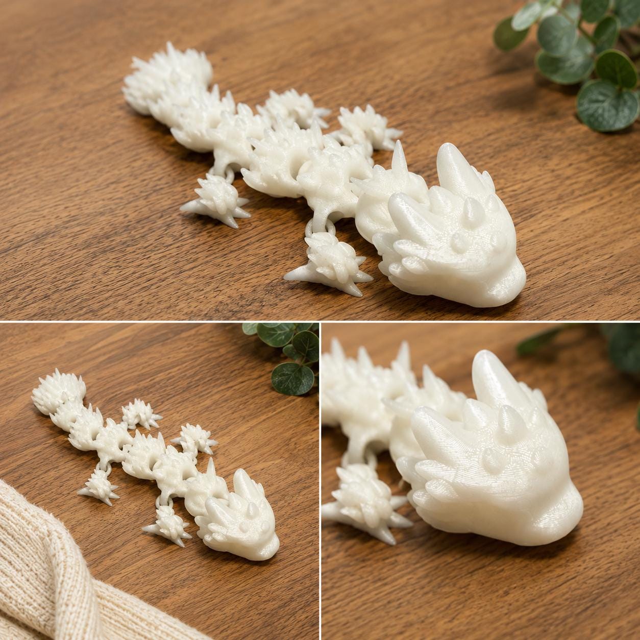 Kristalldrache | Bewegliche 3D-Druck Figur | Flexi Drache | Glow in the Dark optional