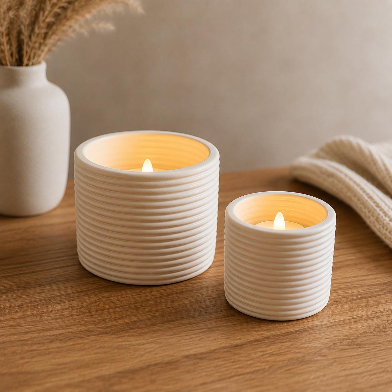 Modernes LED-Windlicht im Rillen-Design