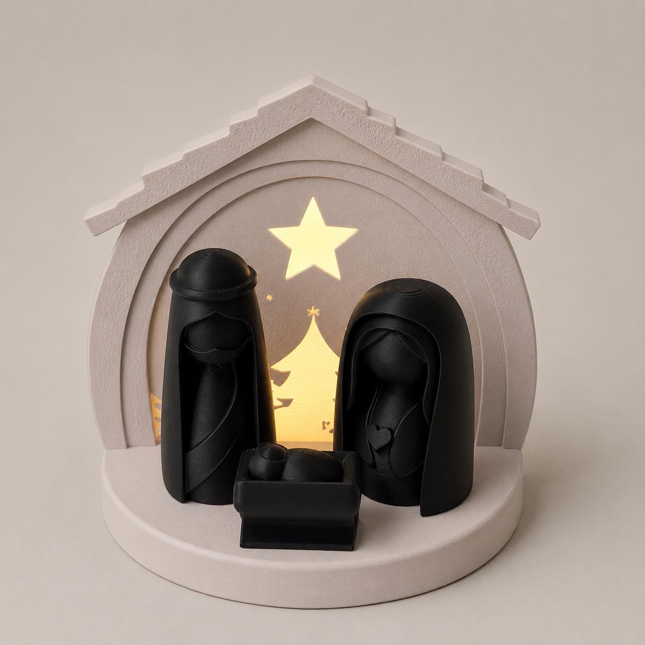 Weihnachtskrippe mit LED-Teelicht