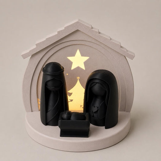 Weihnachtskrippe mit LED-Teelicht
