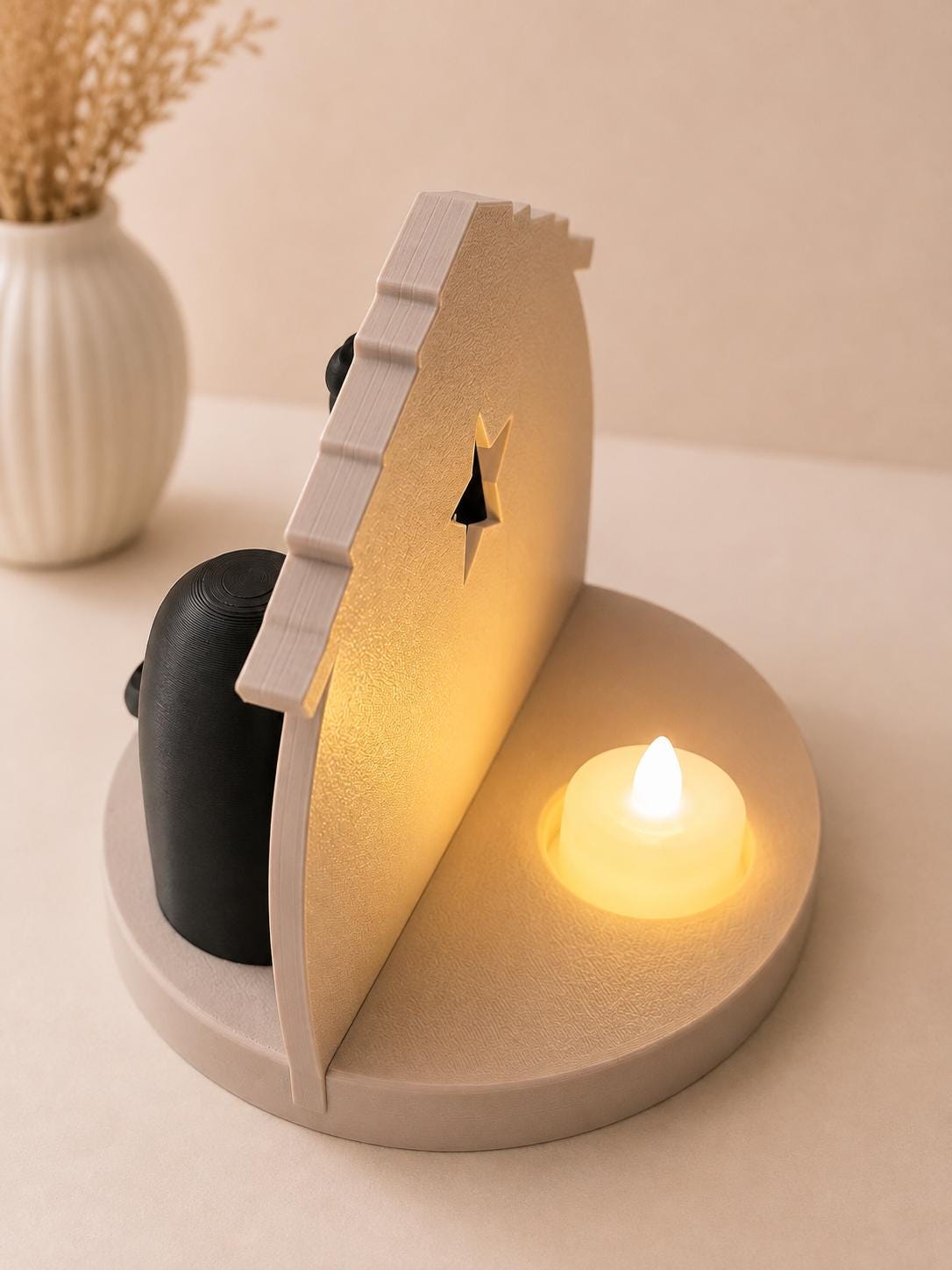 Weihnachtskrippe mit LED-Teelicht