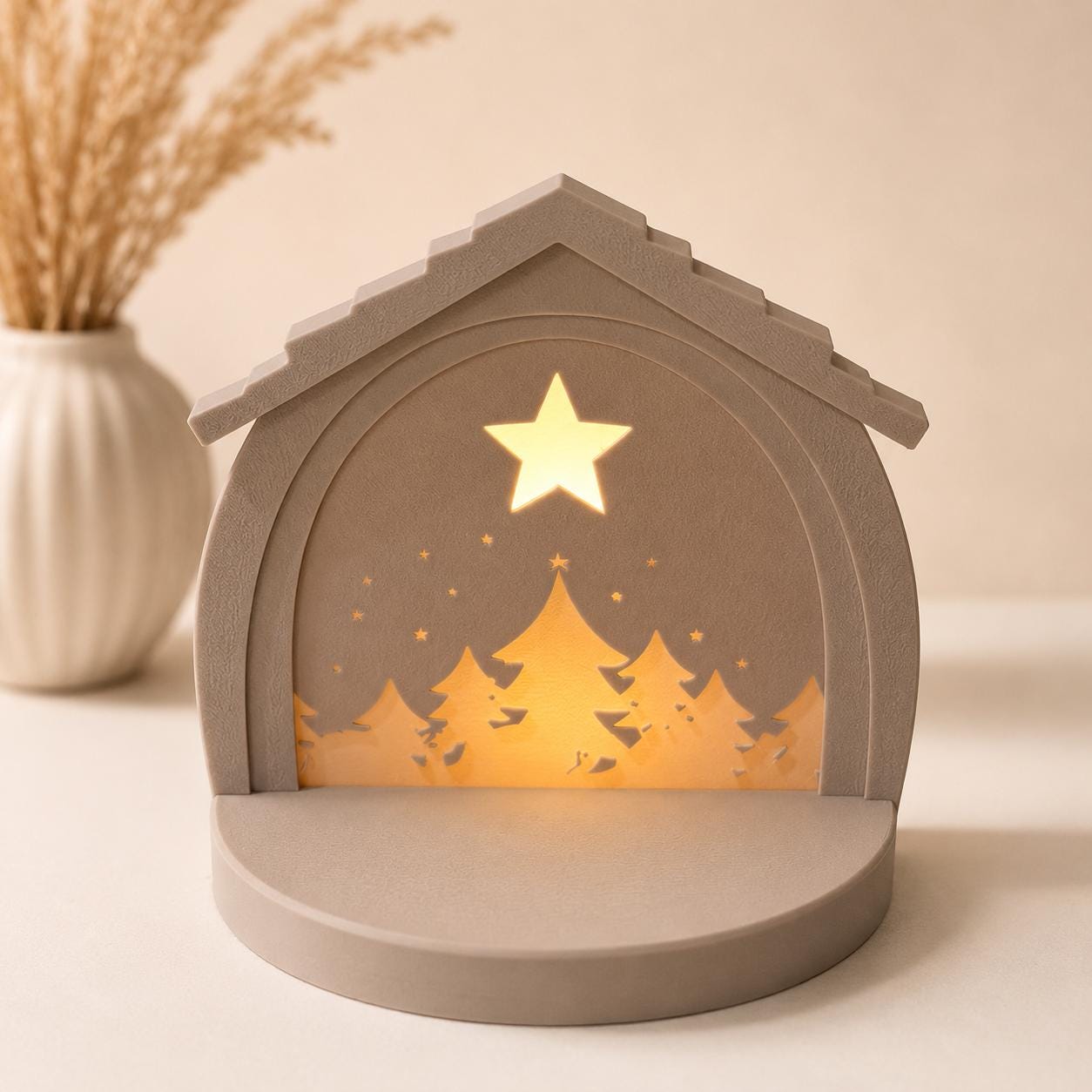 Weihnachtskrippe mit LED-Teelicht