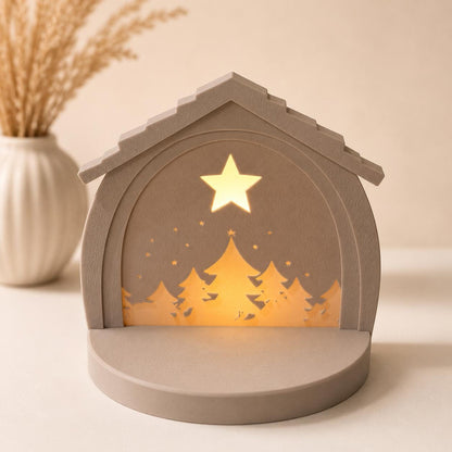 Weihnachtskrippe mit LED-Teelicht