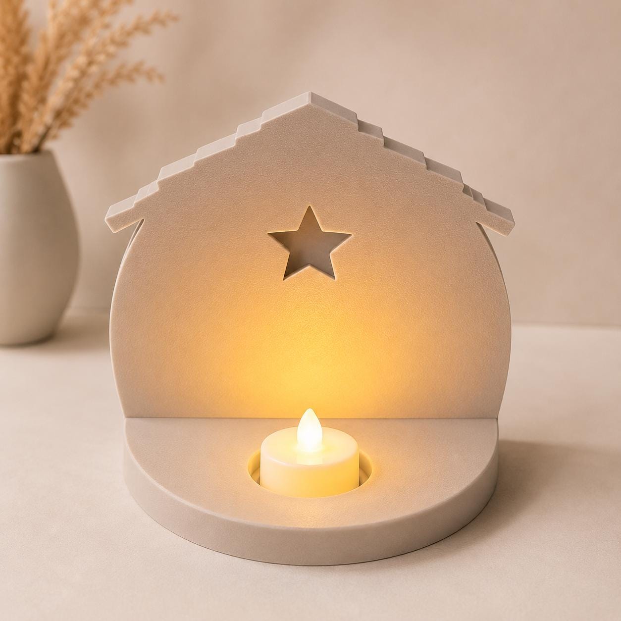 Weihnachtskrippe mit LED-Teelicht