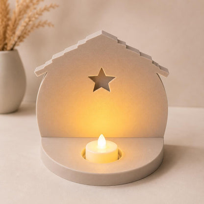 Weihnachtskrippe mit LED-Teelicht