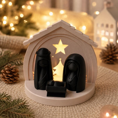 Weihnachtskrippe mit LED-Teelicht
