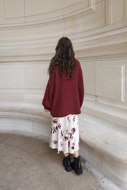 Kuscheliger Damen-Strickpullover aus Wollmix - burgunder