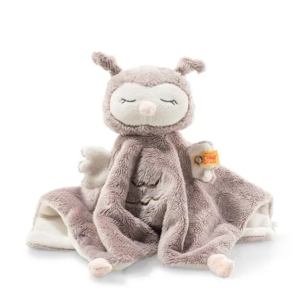Steiff Ollie Eule Schmusetuch – kuscheliges Tuch mit einer süßen Eule für Babys und Kleinkinder.